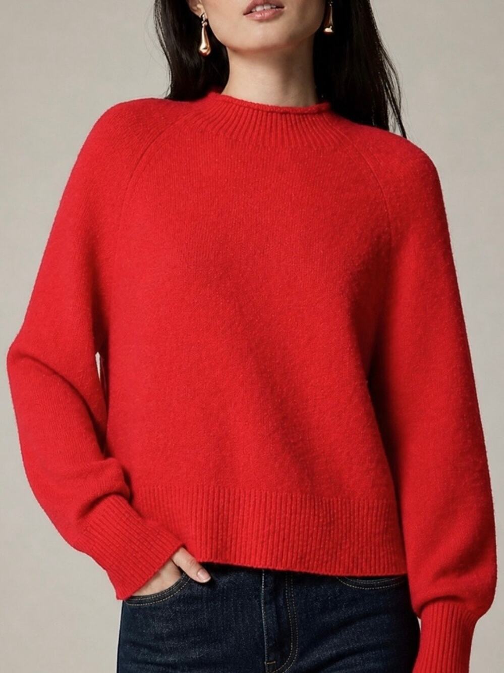 J. Crew Rollneck Sweater in Supersoft Yarn in Red Size Small